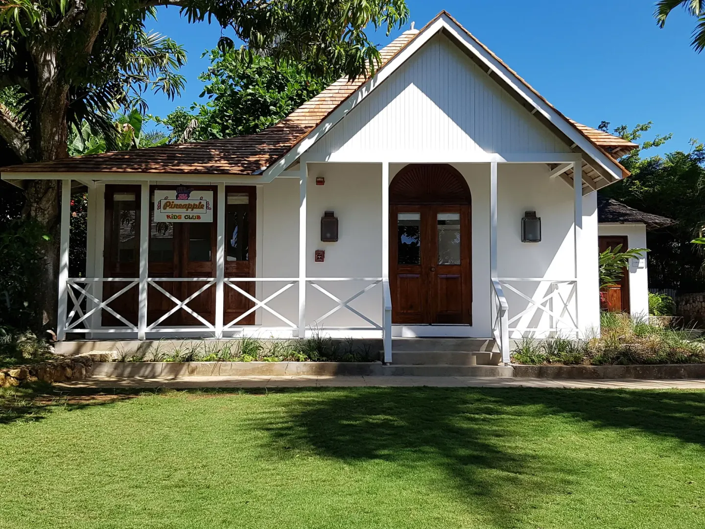 Pineapple Kids Club cottage exterior at Round Hill Hotel And Villas.