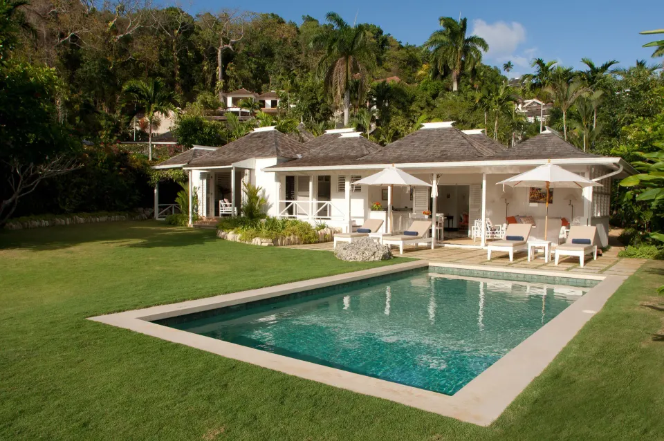Classic Villa exterior with private pool at Round Hill Hotel And Villas.