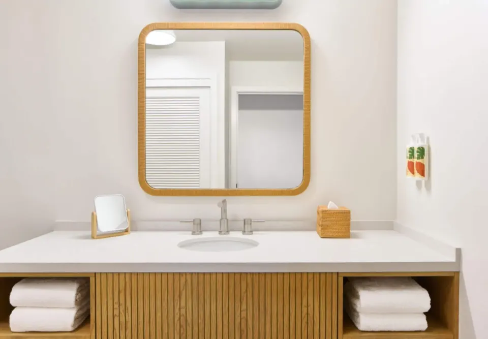 Bungalow Two with Lanai bathroom vanity at Royal Lahaina Resort & Bungalows.