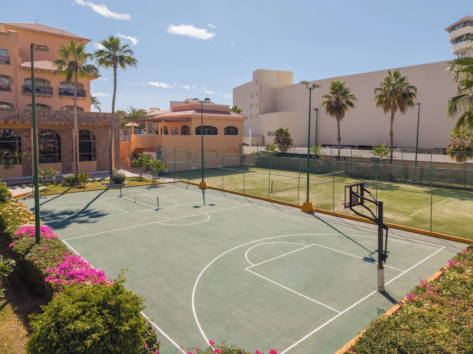 Outdoor basketball and tennis courts at Royal Solaris Los Cabos & Spa.