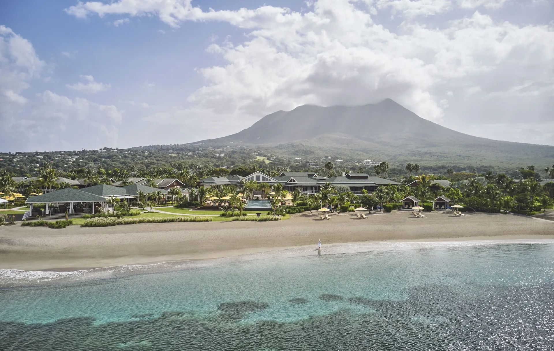 Four Seasons Resort Nevis luxury beachfront resort with golf course, spa, and views of Nevis Peak
