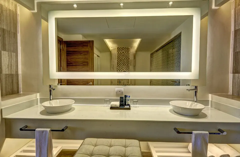 Luxury Presidential One Bedroom Suite double vanity at Royalton Bavaro Resort & Casino.