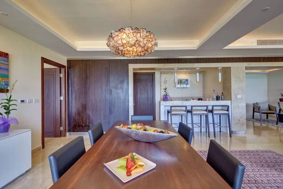 Suite dining table and wet bar at Royalton Blue Waters Montego Bay.