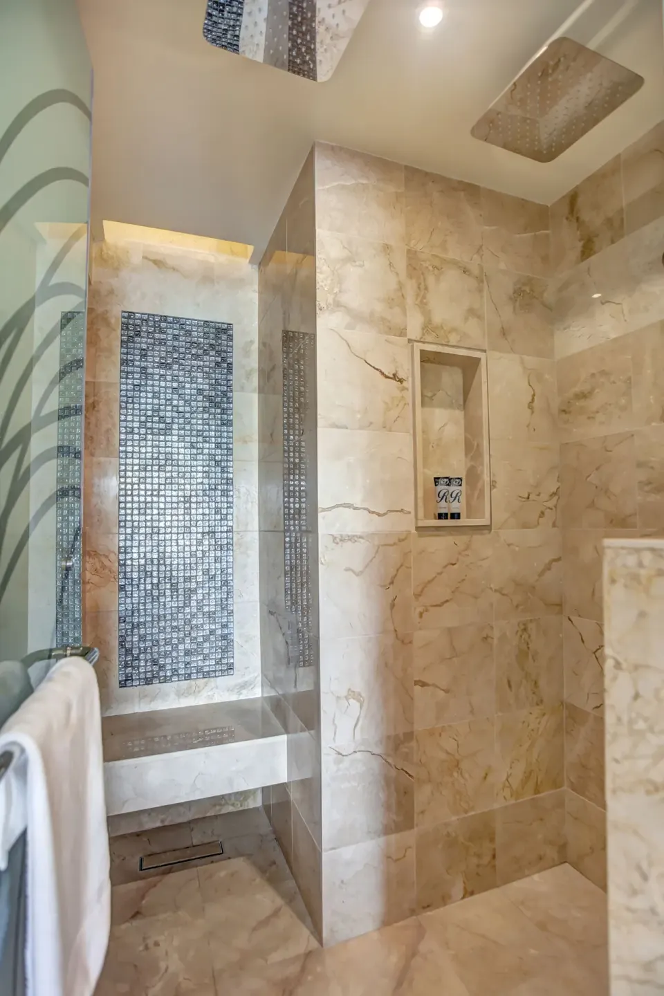 Luxury Junior Suite marble shower at Royalton Blue Waters Montego Bay.