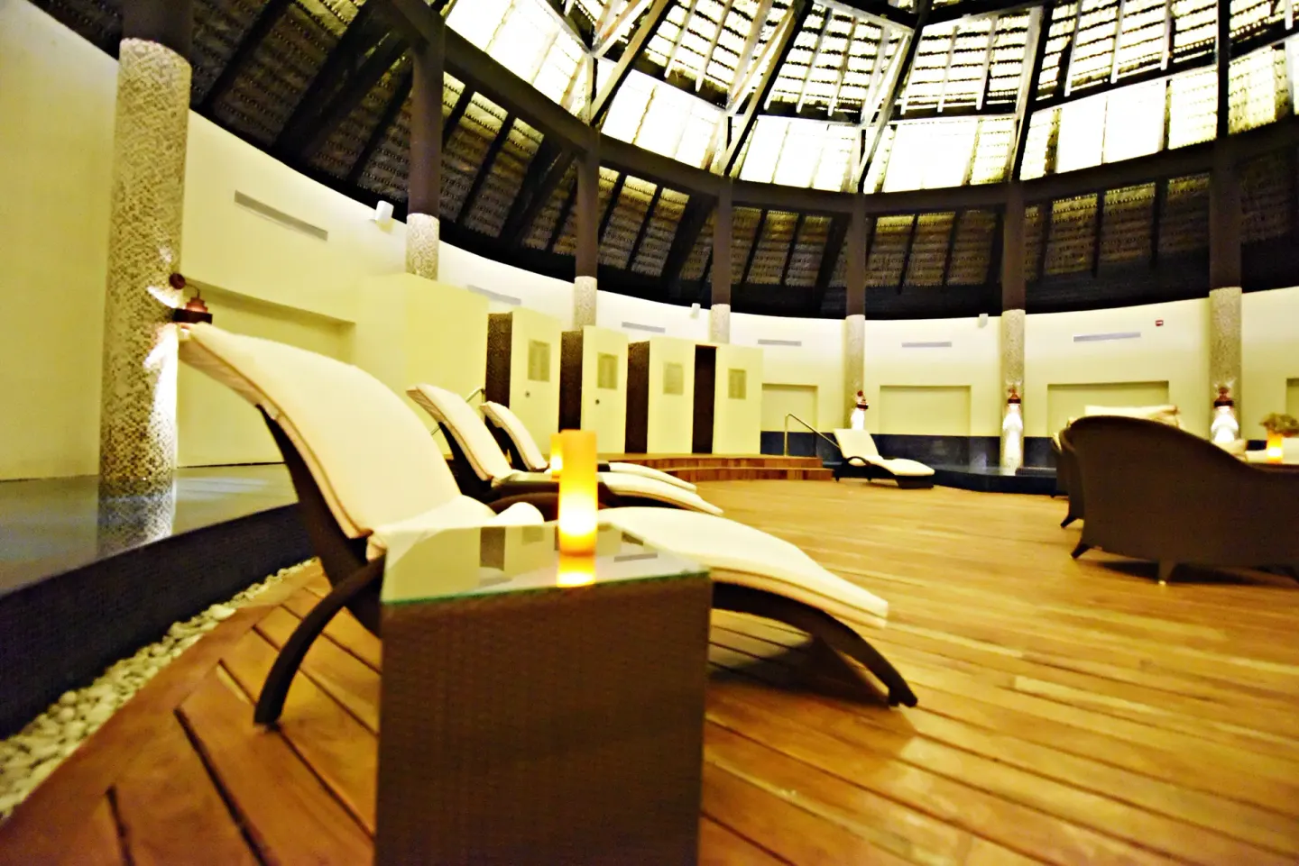 Indoor spa relaxation area with loungers at Royalton CHIC Punta Cana Resort & Casino.