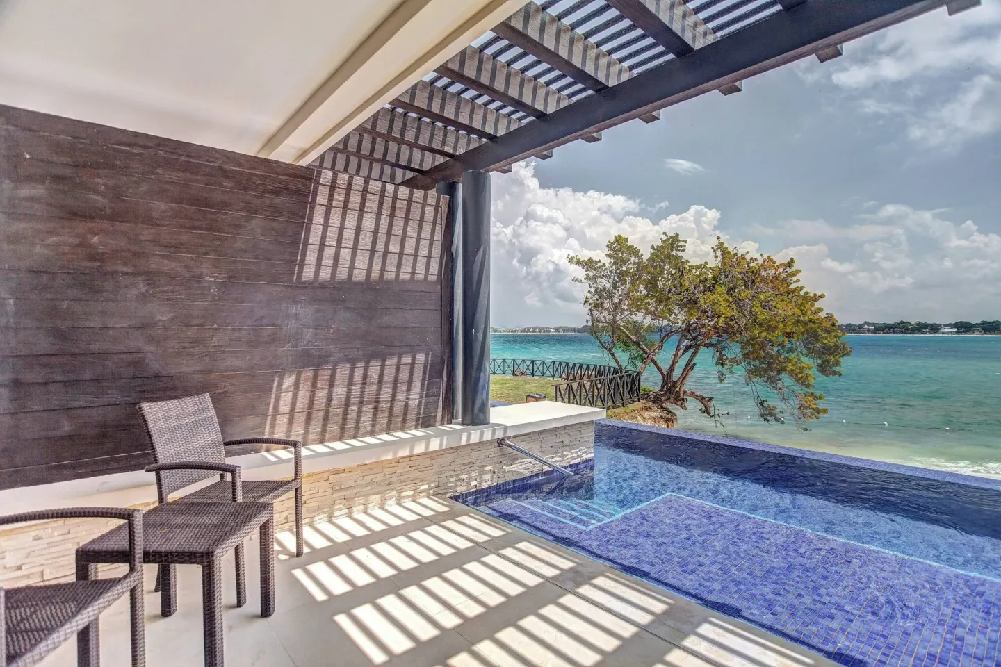 Luxury Junior Suite Swim Out terrace and plunge pool at Royalton Hideaway Negril.