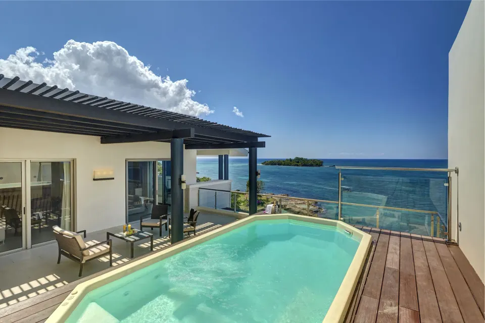 Penthouse terrace pool with ocean view at Royalton Hideaway Negril.