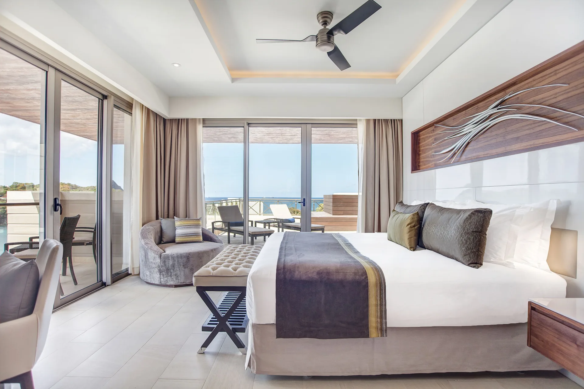 Diamond Club Luxury Penthouse One Bedroom Suite Ocean View Terrace Jacuzzi at Royalton Hideaway Negril with king bed, private terrace jacuzzi, and stunning Caribbean Sea views on Seven Mile Beach.