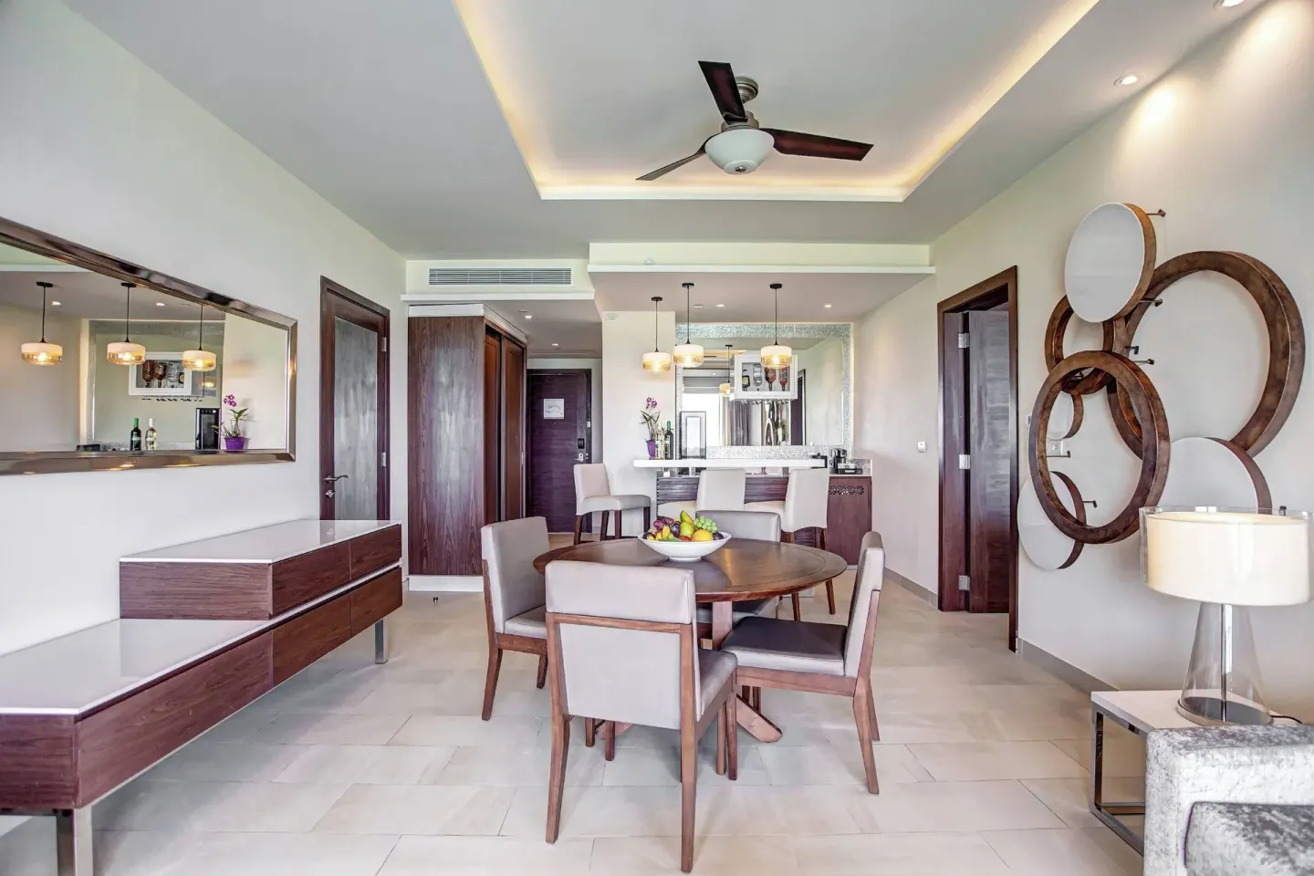 Presidential suite dining area and bar counter at Royalton Hideaway Negril.