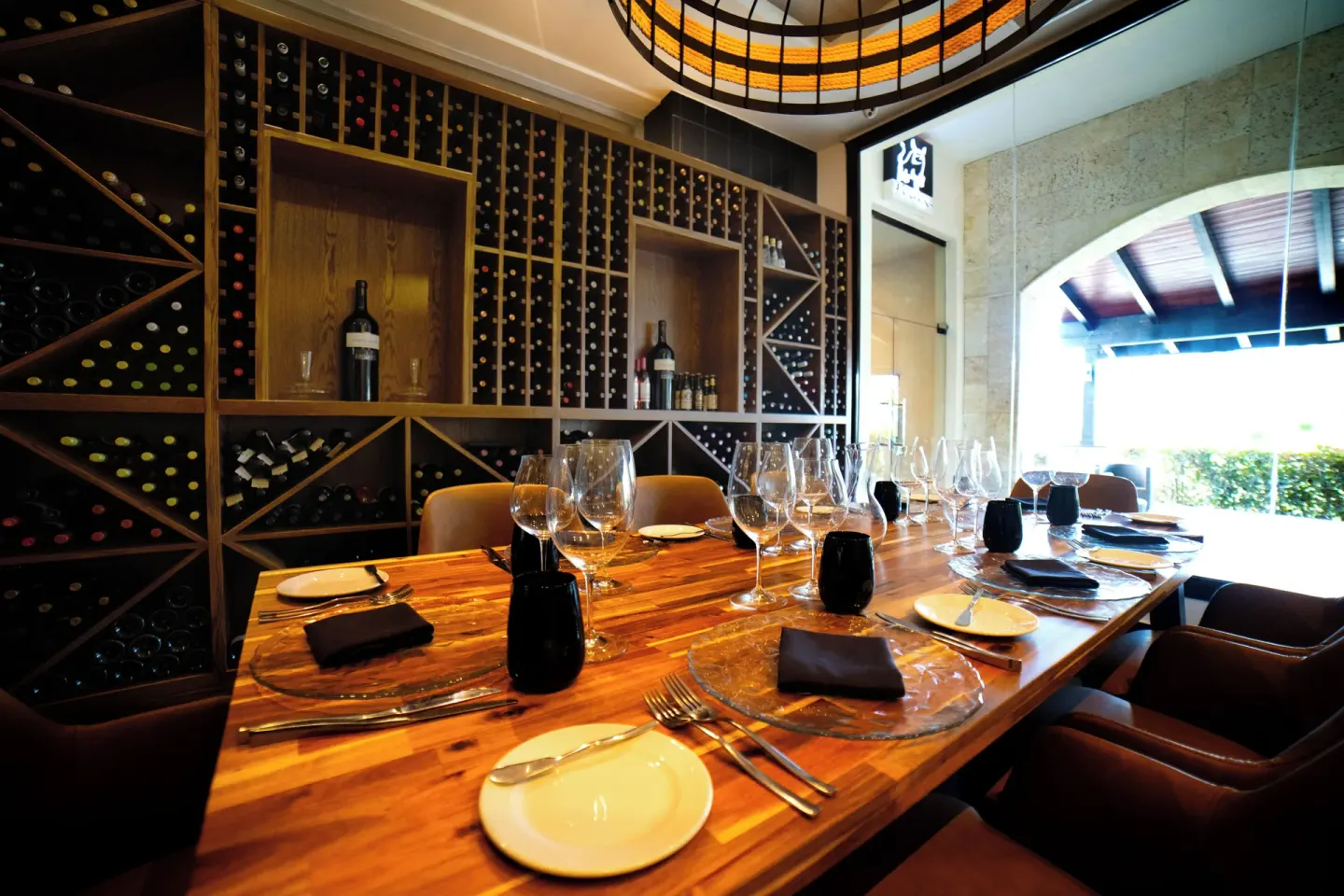 Private wine room dining table set for service at Royalton Hideaway Punta Cana Resort & Casino.