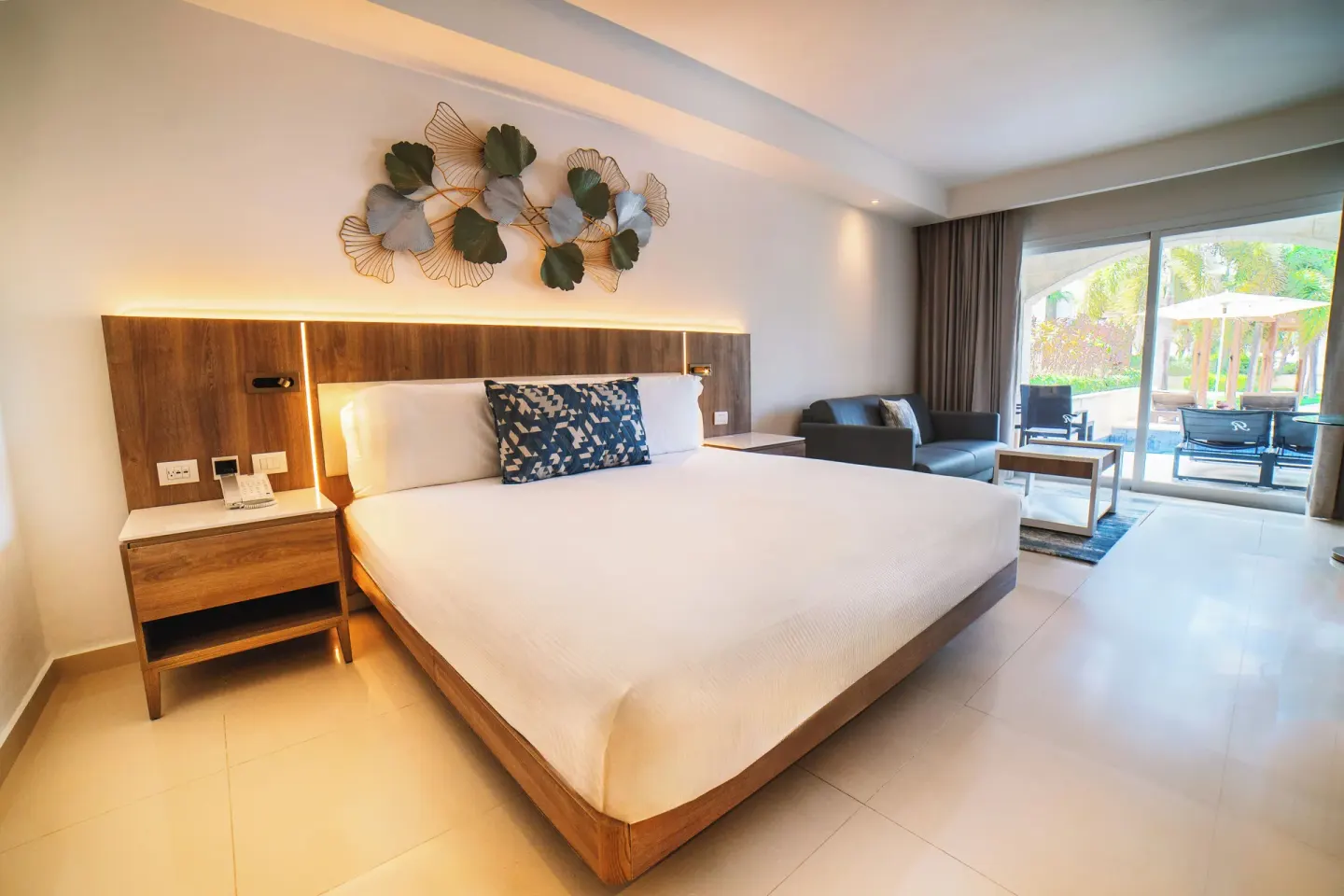 Luxury Room king bed with patio view at Royalton Hideaway Punta Cana Resort & Casino.