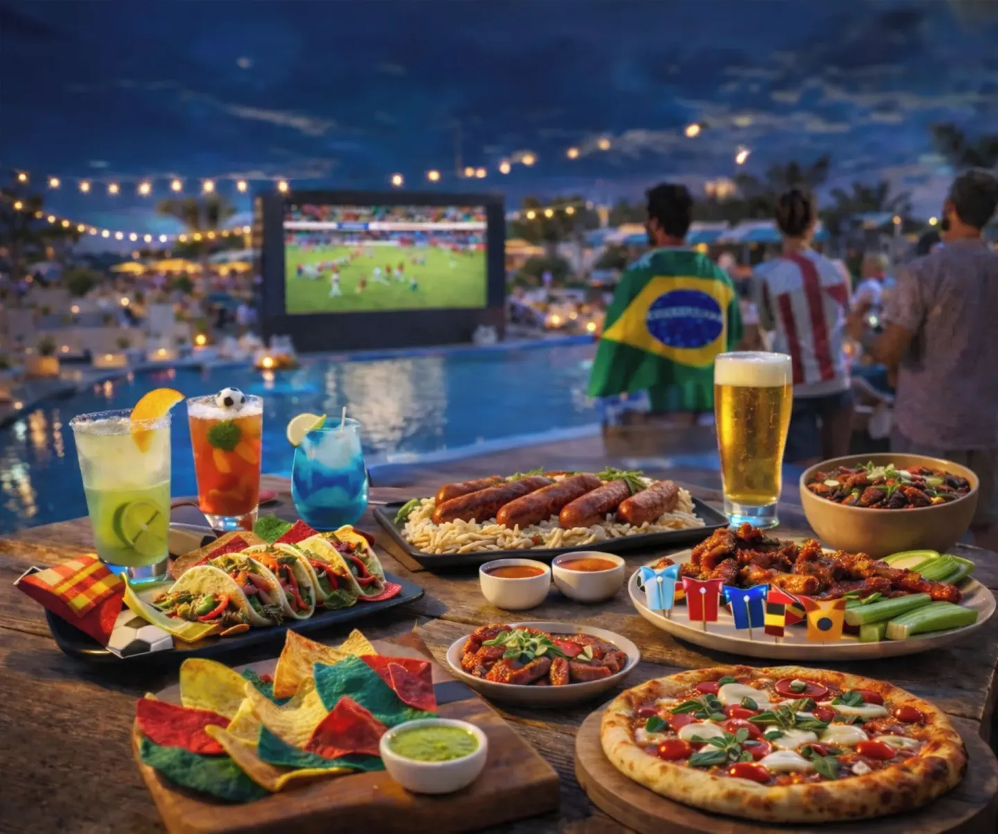 Poolside sports watch party with food and drinks at Royalton Hideaway Saint Lucia.