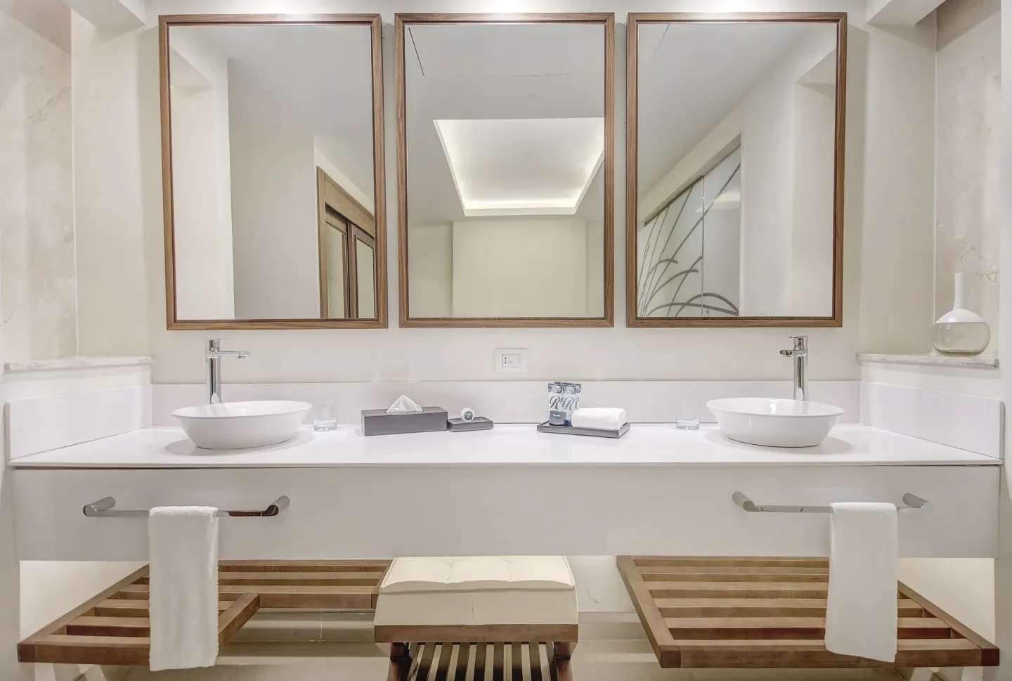 Luxury Presidential suite bathroom double vanity at Royalton Hideaway Saint Lucia.