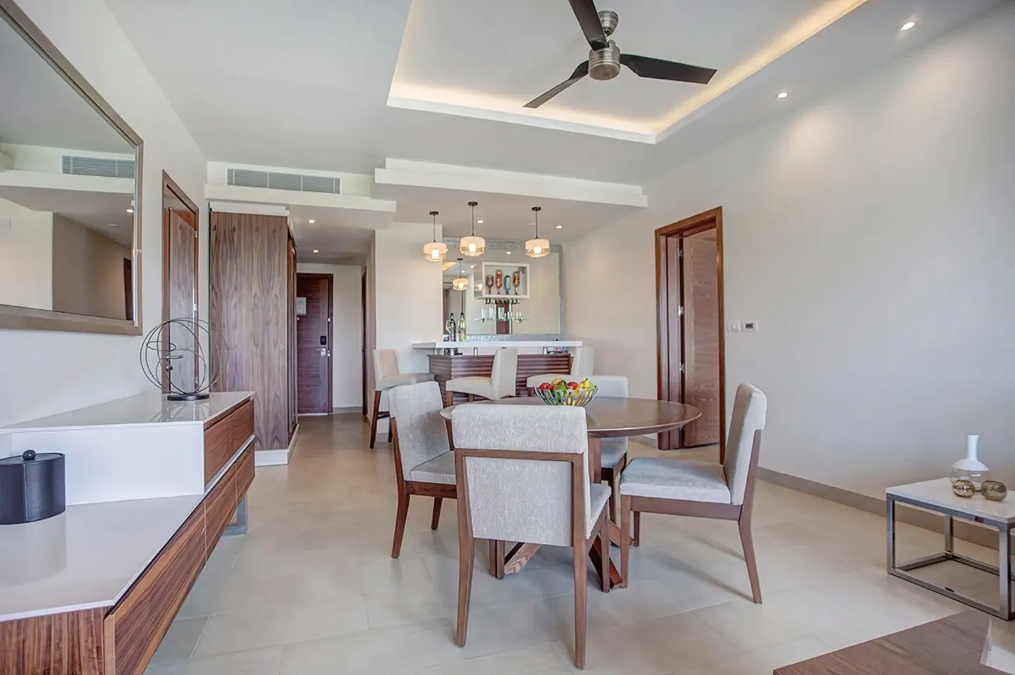 Luxury Presidential suite living and dining area at Royalton Hideaway Saint Lucia.
