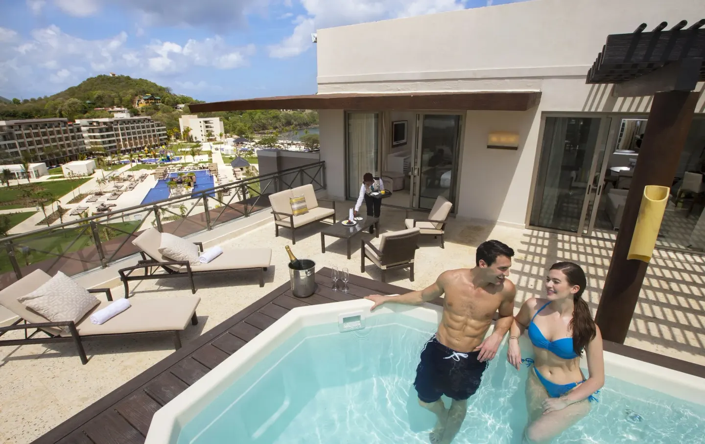 Terrace plunge pool of a Presidential One Bedroom Ocean View suite at Royalton Hideaway Saint Lucia.