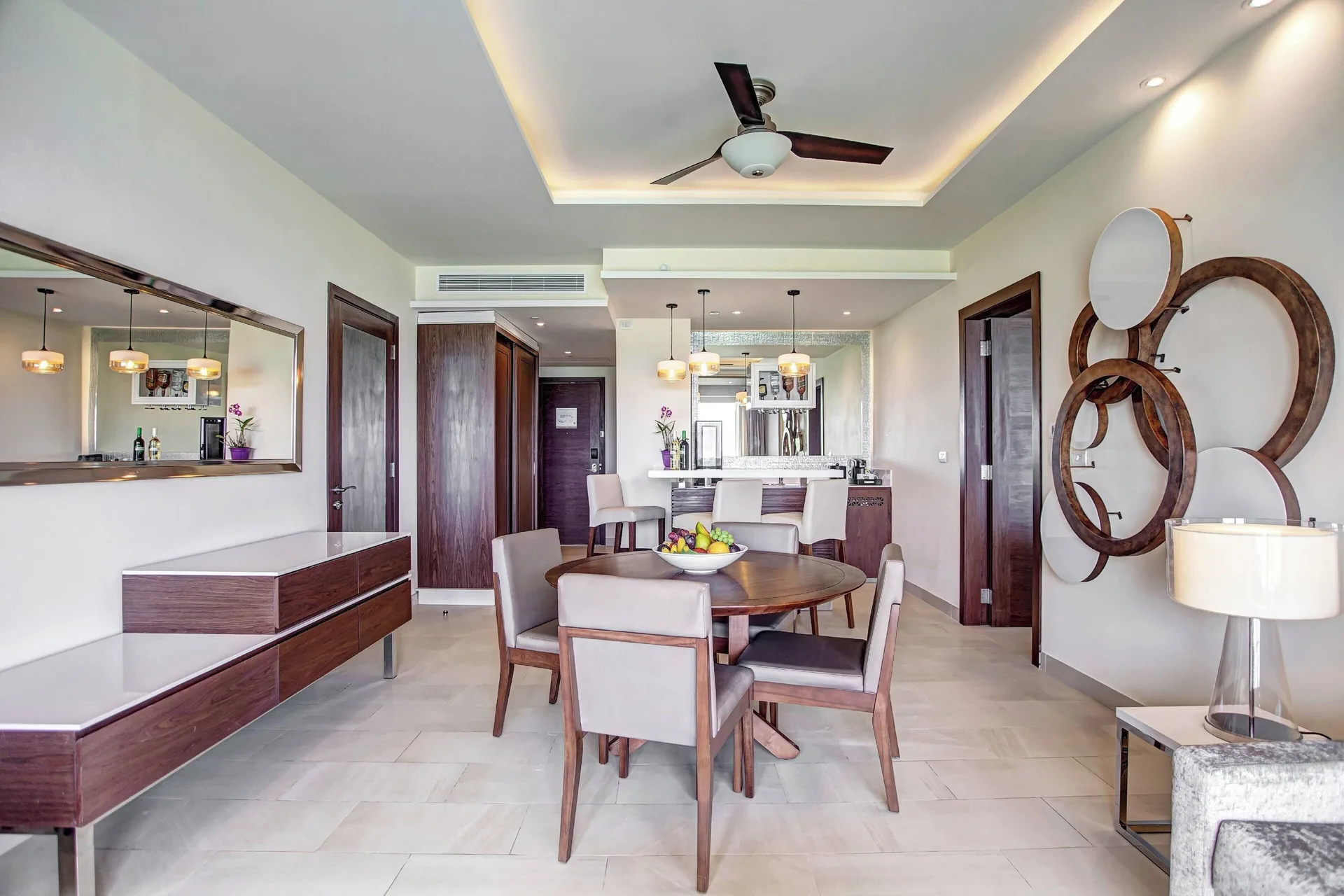 Dining area in the Diamond Club presidential one bedroom suite at Royalton Negril.