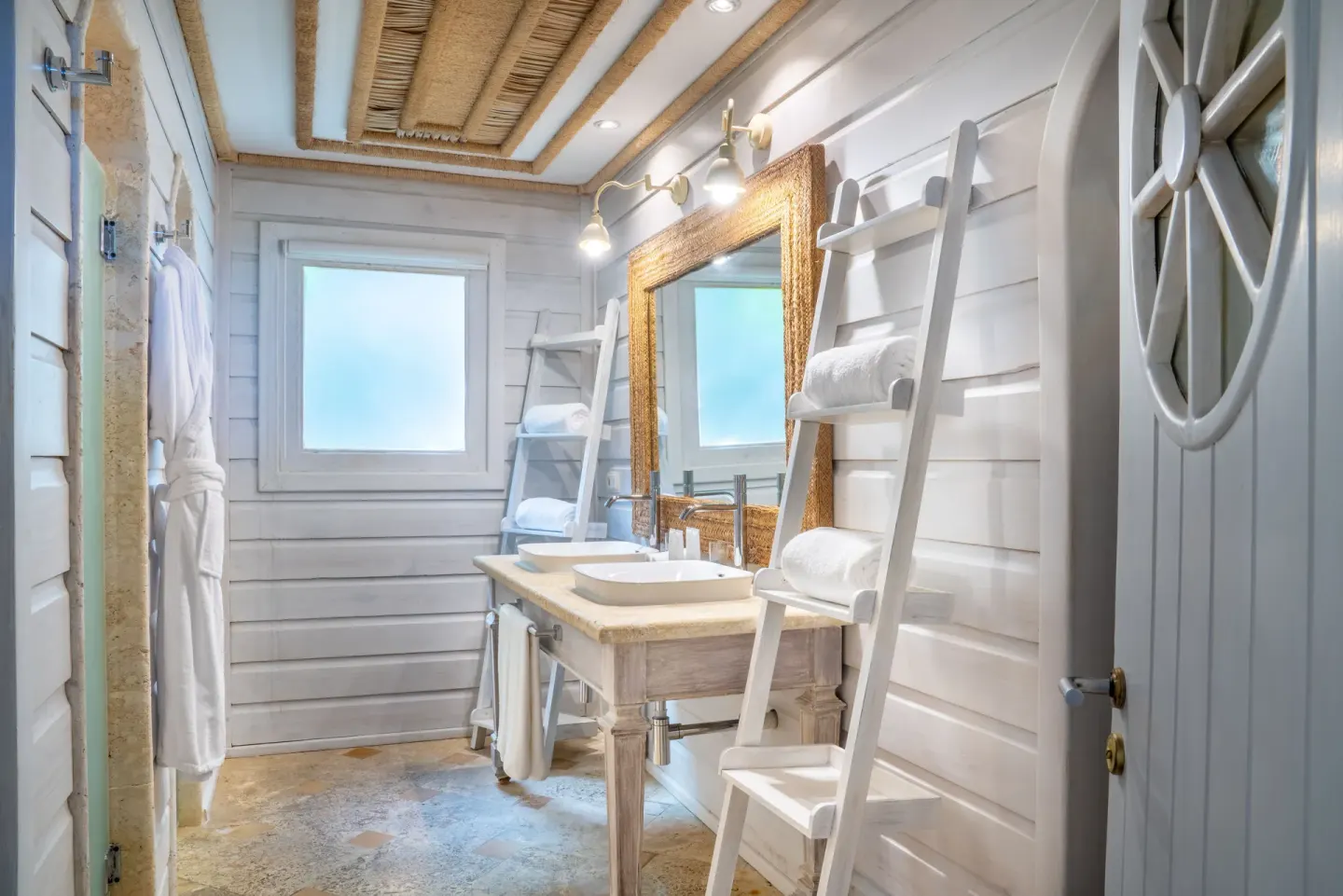 Oceanside villa bathroom vanity at Sanctuary Cap Cana, a Luxury Collection Resort.
