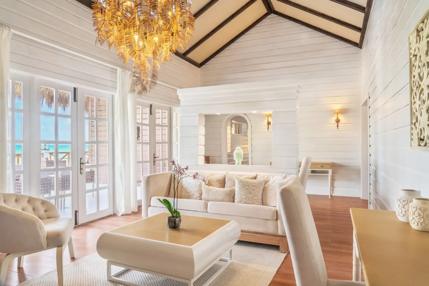 Oceanside villa living room at Sanctuary Cap Cana, a Luxury Collection Resort.