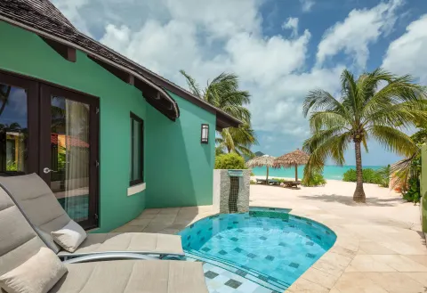 Private plunge pool beside a beachfront villa at Sandals Grande St. Lucian.