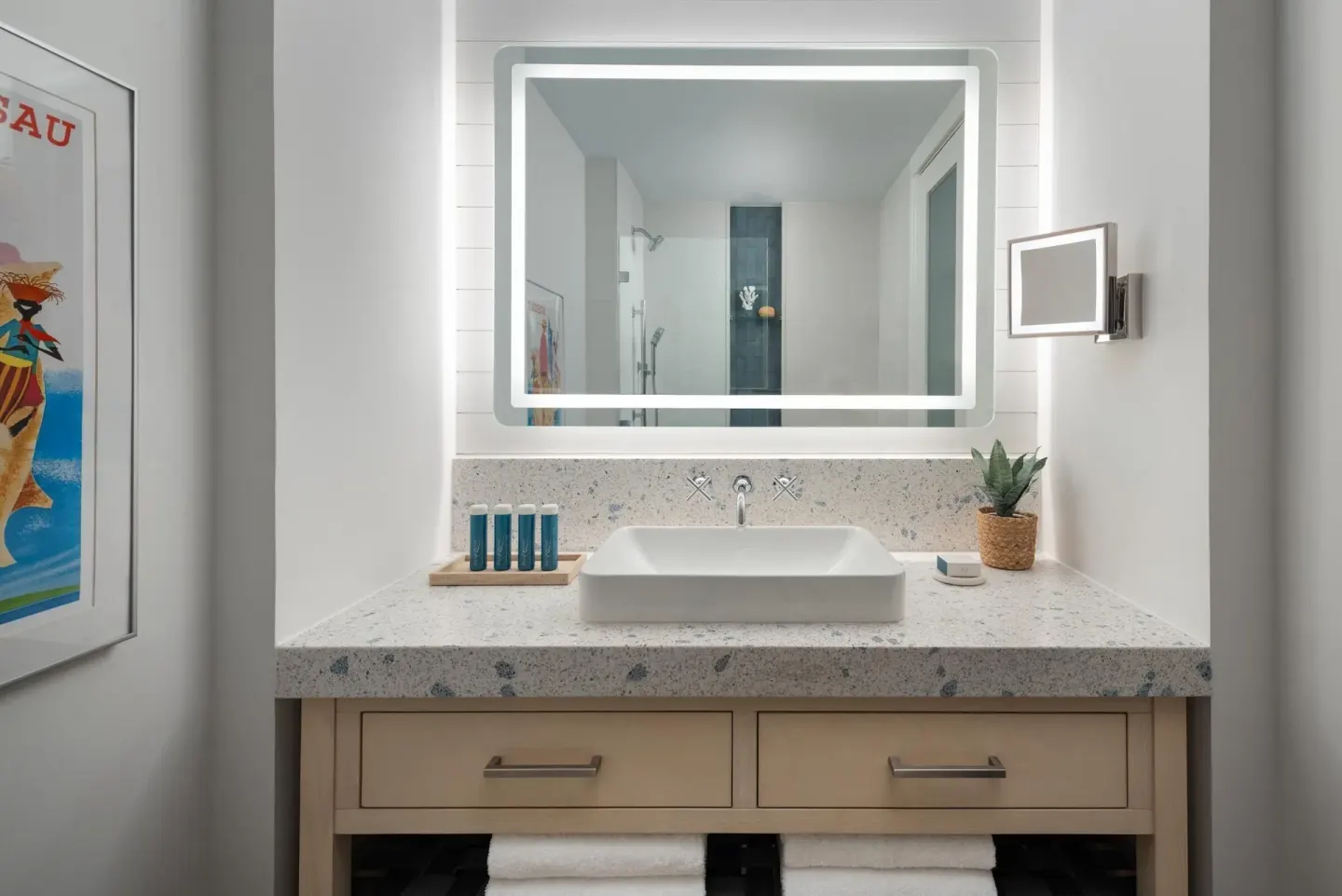East Bay Oceanview Grande Luxe bathroom vanity at Sandals Royal Bahamian.