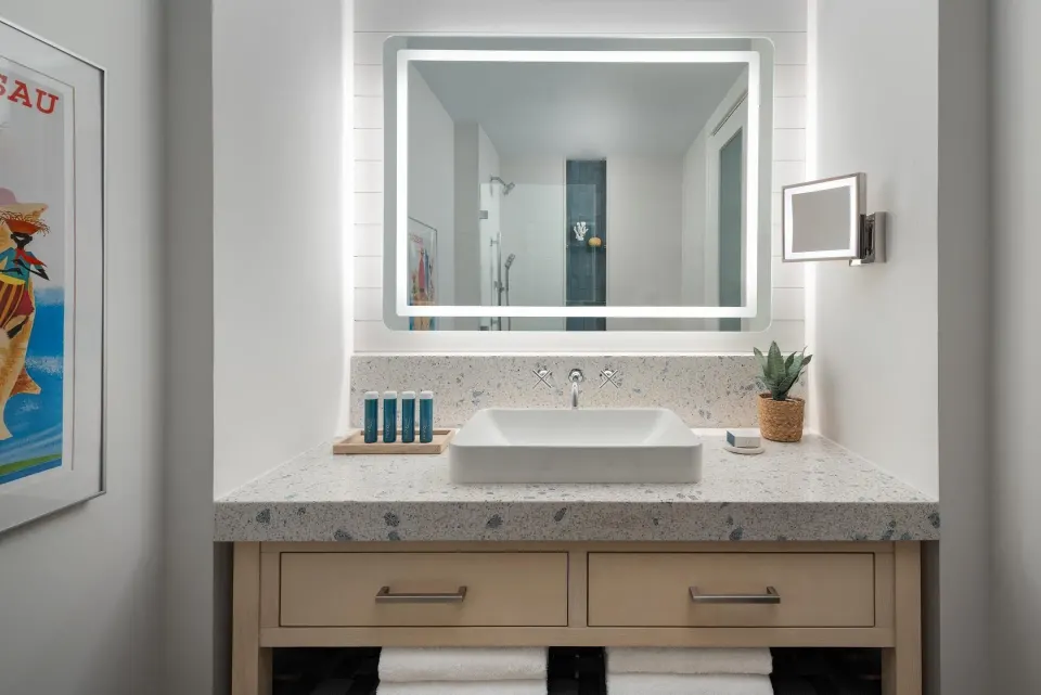 East Bay Oceanview Grande Luxe bathroom vanity at Sandals Royal Bahamian.