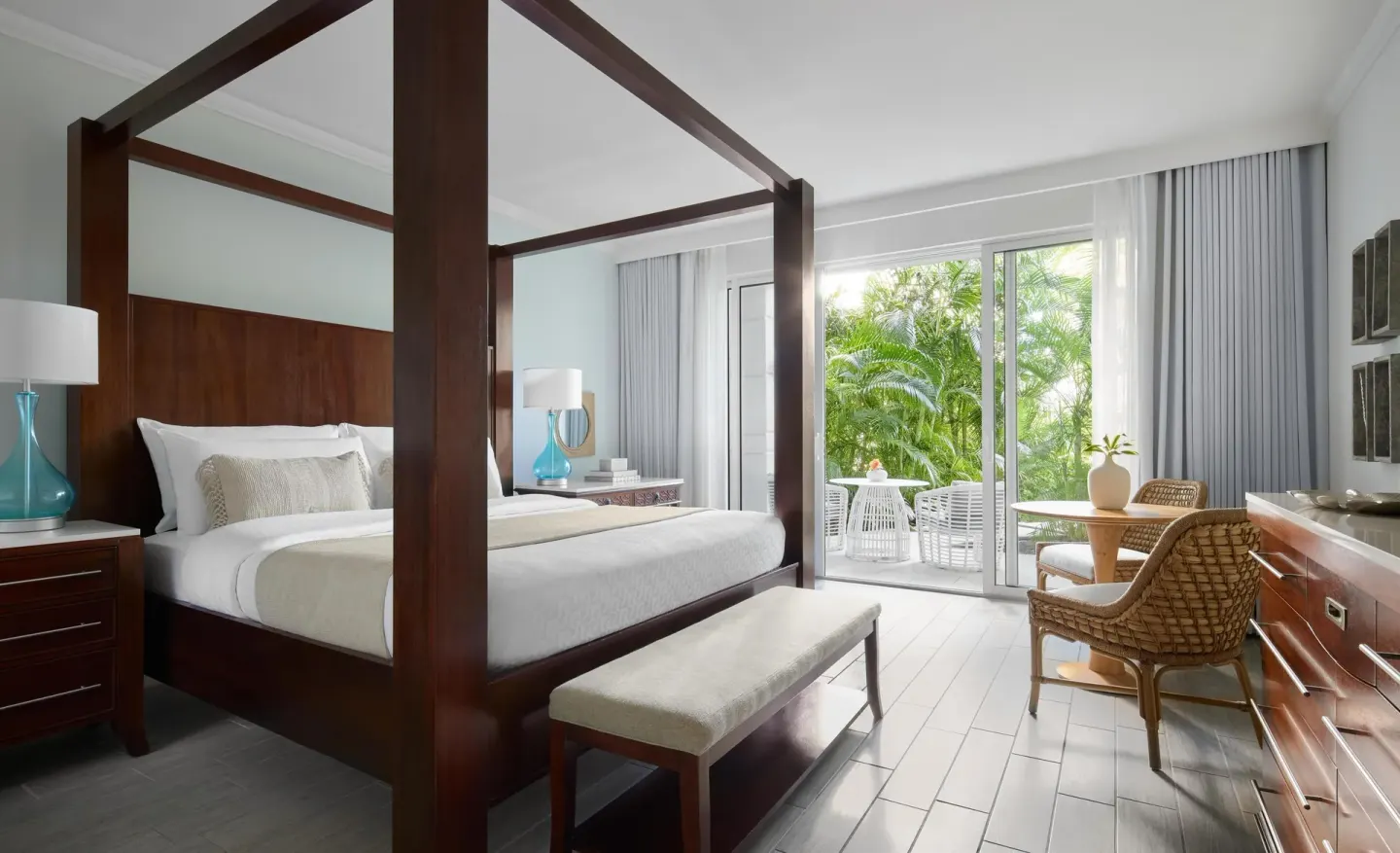 West Bay Grande Luxe walkout junior suite with king bed at Sandals Royal Bahamian.