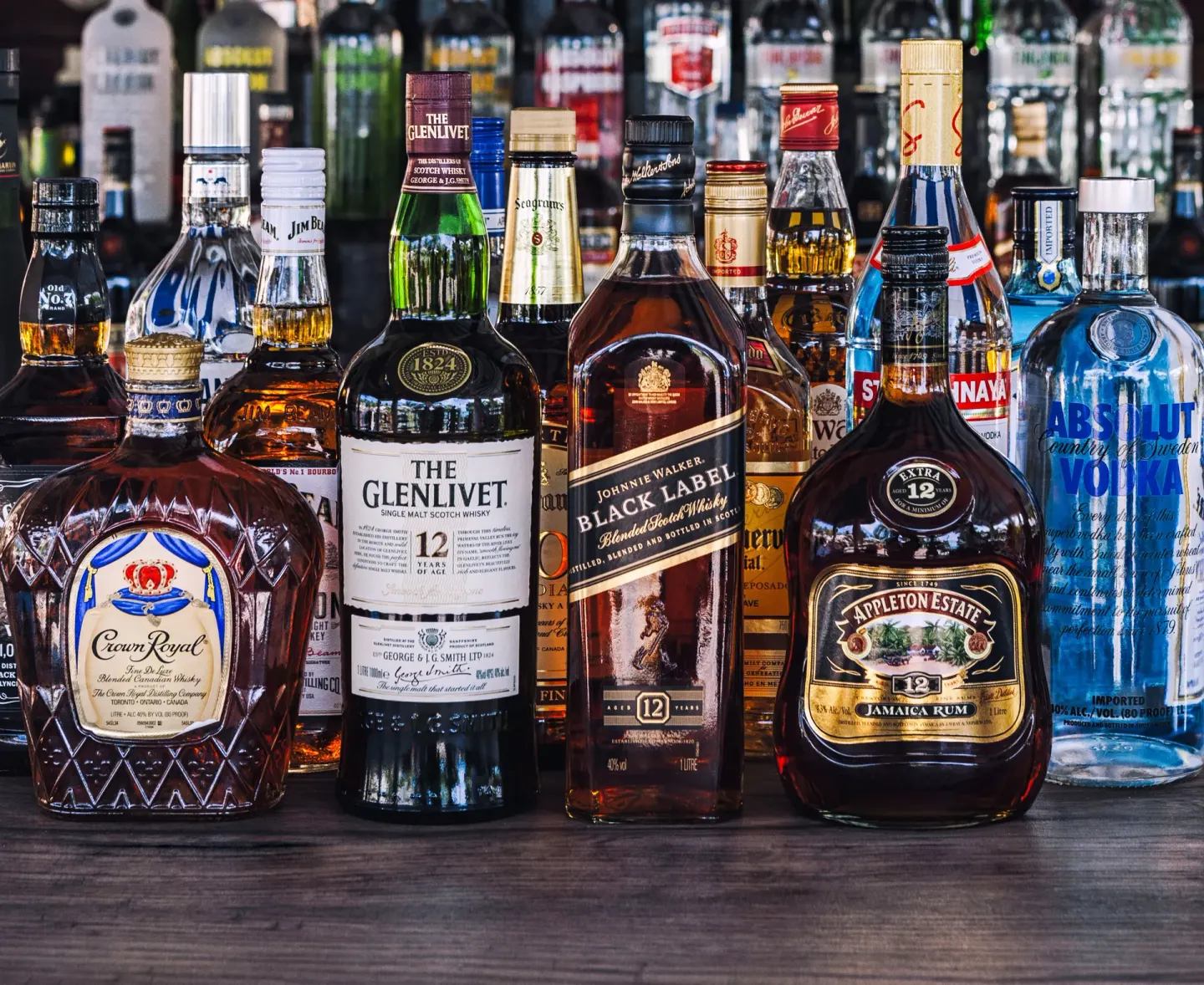 In-room liquor selection for a Sunchi suite at Sandals Royal Curacao.