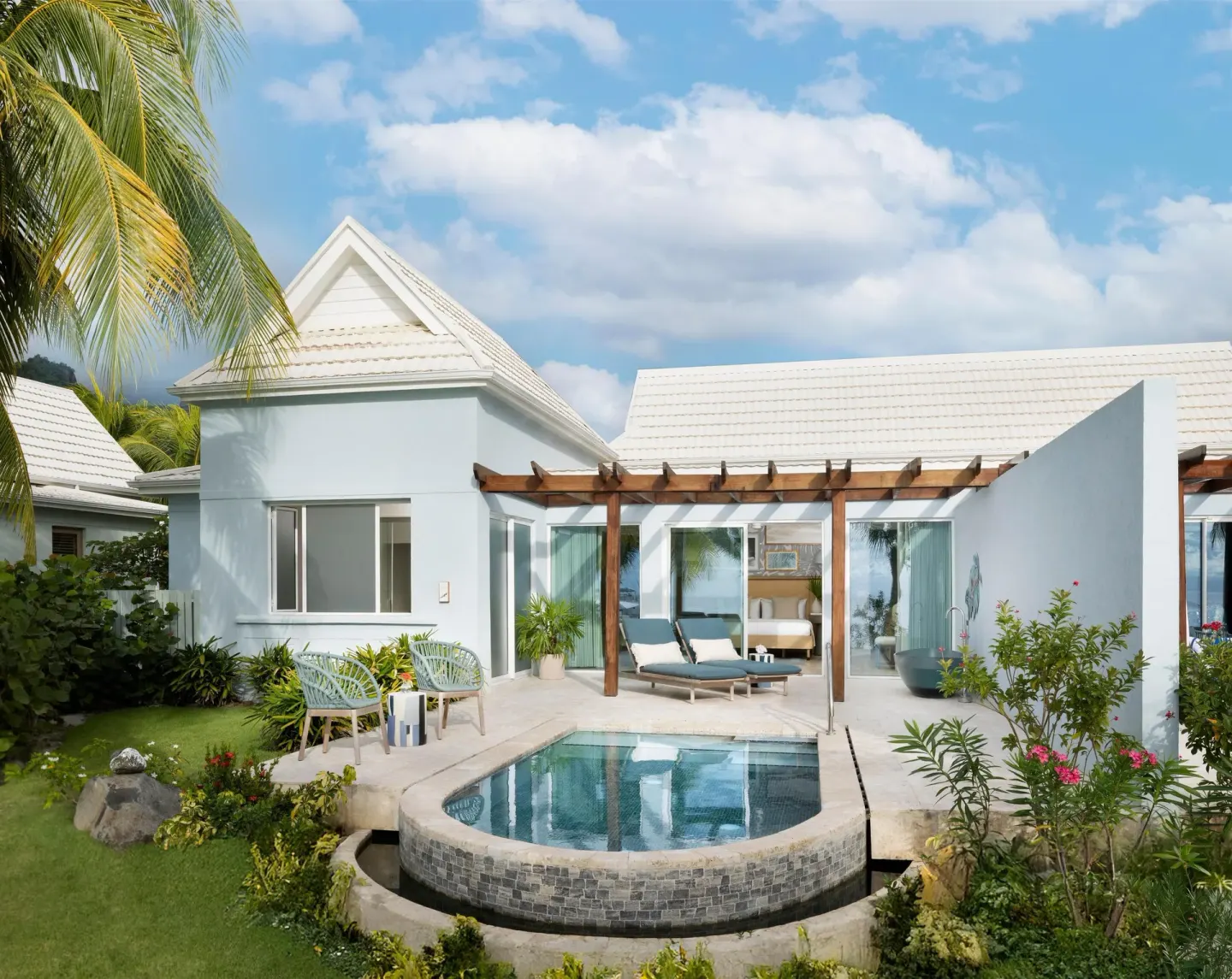 Private villa plunge pool and patio at Sandals St. Vincent and the Grenadines.