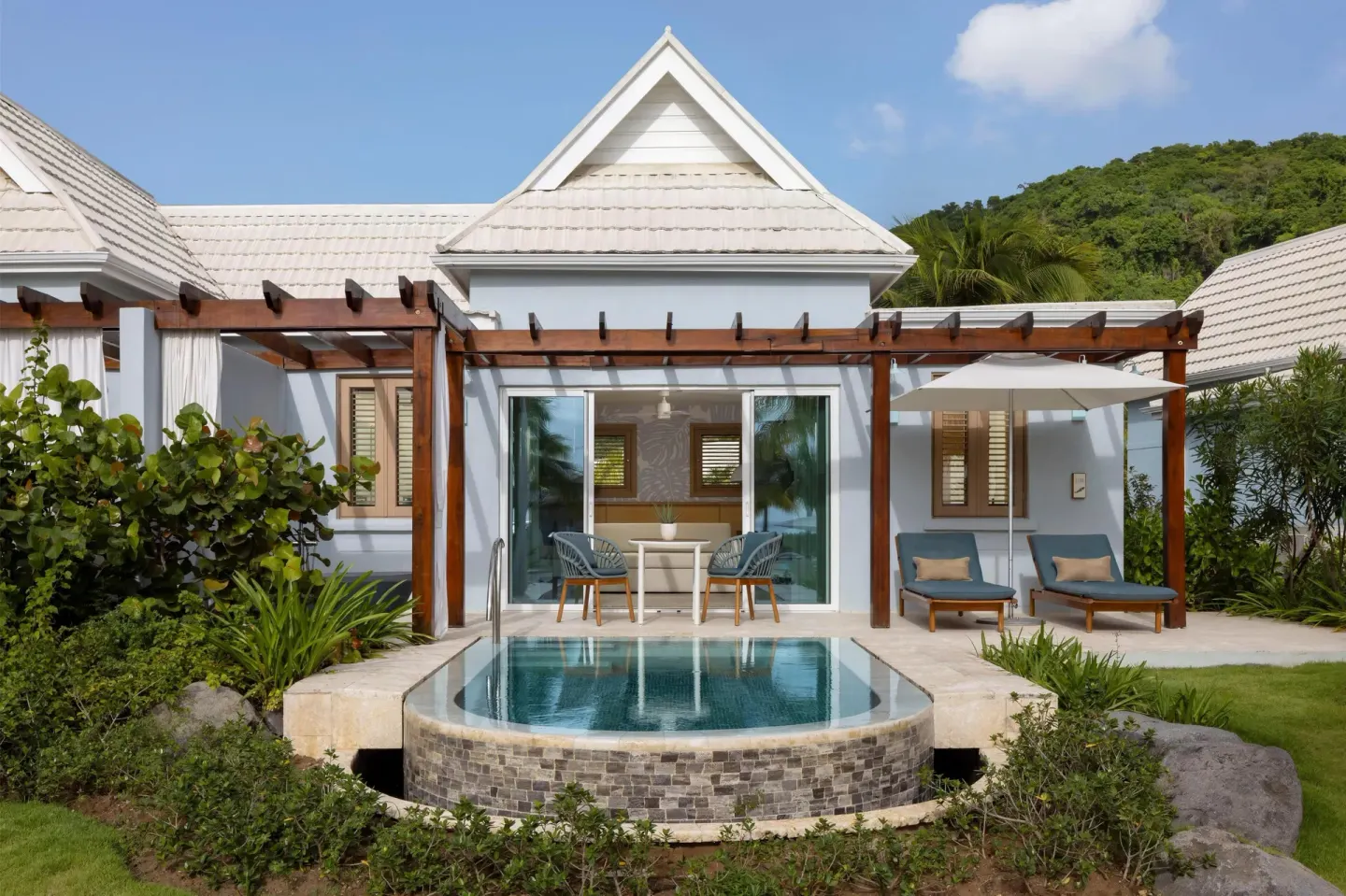 Private villa terrace and plunge pool at Sandals St. Vincent and the Grenadines.