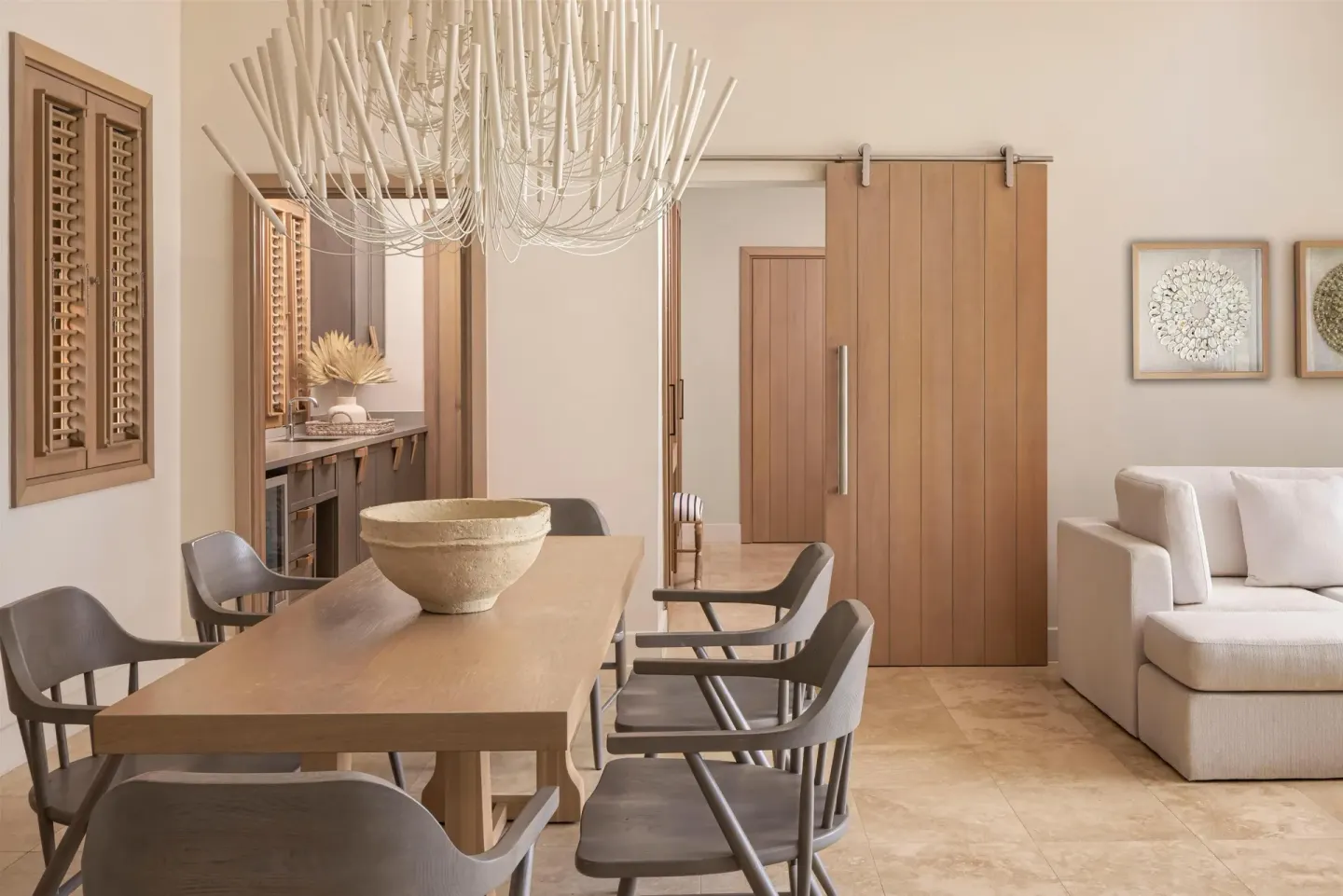 Villa dining area with wood accents at Sandals St. Vincent and the Grenadines.