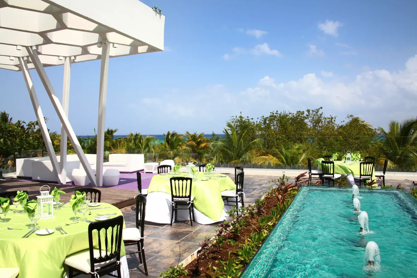 Ocean Front Rooftop Terrace Venue at Sandos Caracol Nature Resort & Water Park
