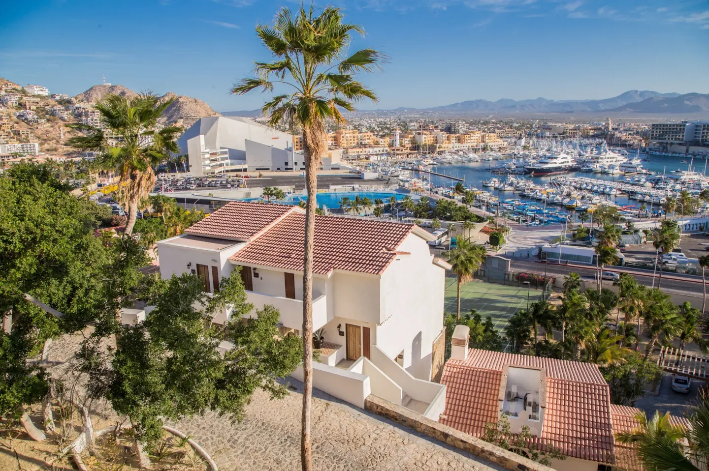 Casita Suite buildings overlooking the marina at Sandos Finisterra.