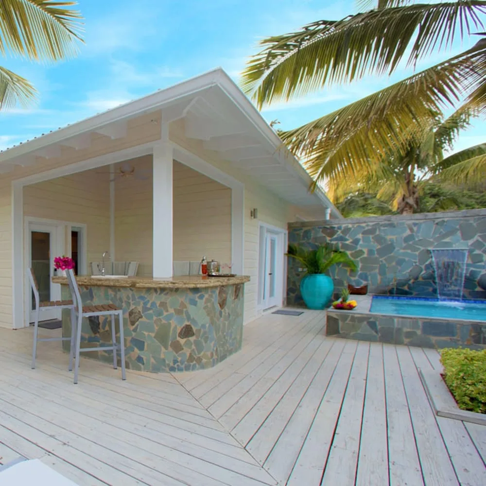 Private villa patio with bar and plunge pool at Serenity At Coconut Bay