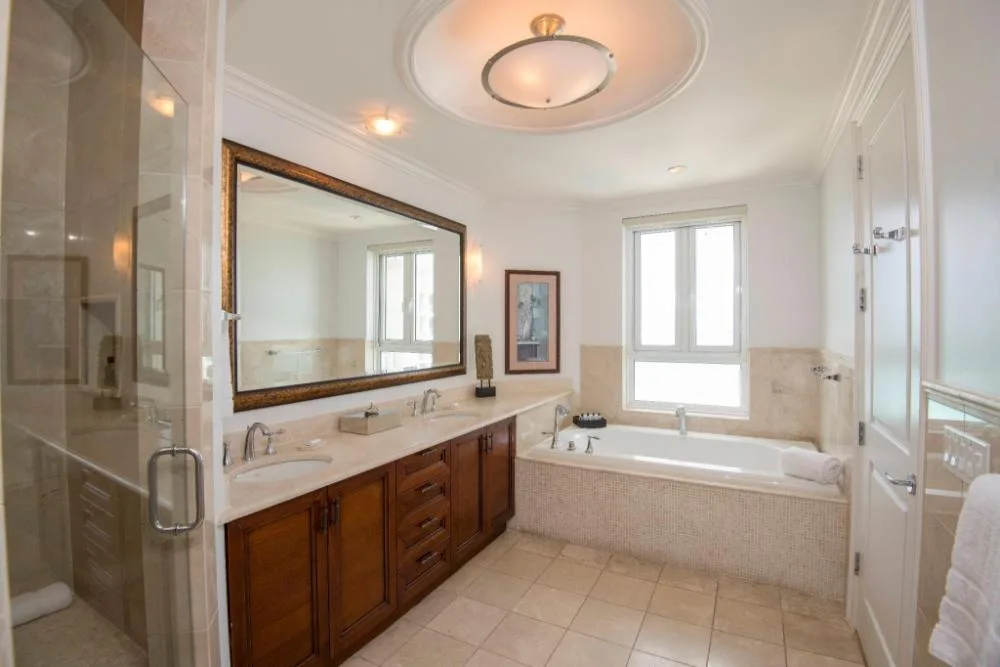 2-Bedroom Ocean View Suite bathroom with soaking tub at Seven Stars Resort & Spa.