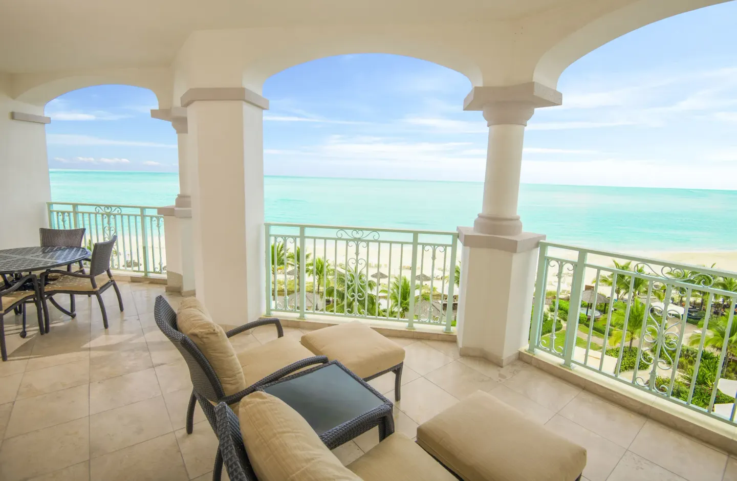 Ocean View Two Bedroom Suite balcony overlooking the beach at Seven Stars Resort & Spa.