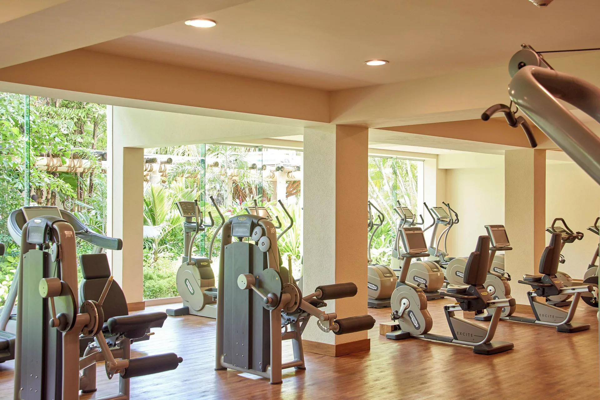 Fitness center with cardio and strength machines at Sheraton Buganvilias Puerto Vallarta.