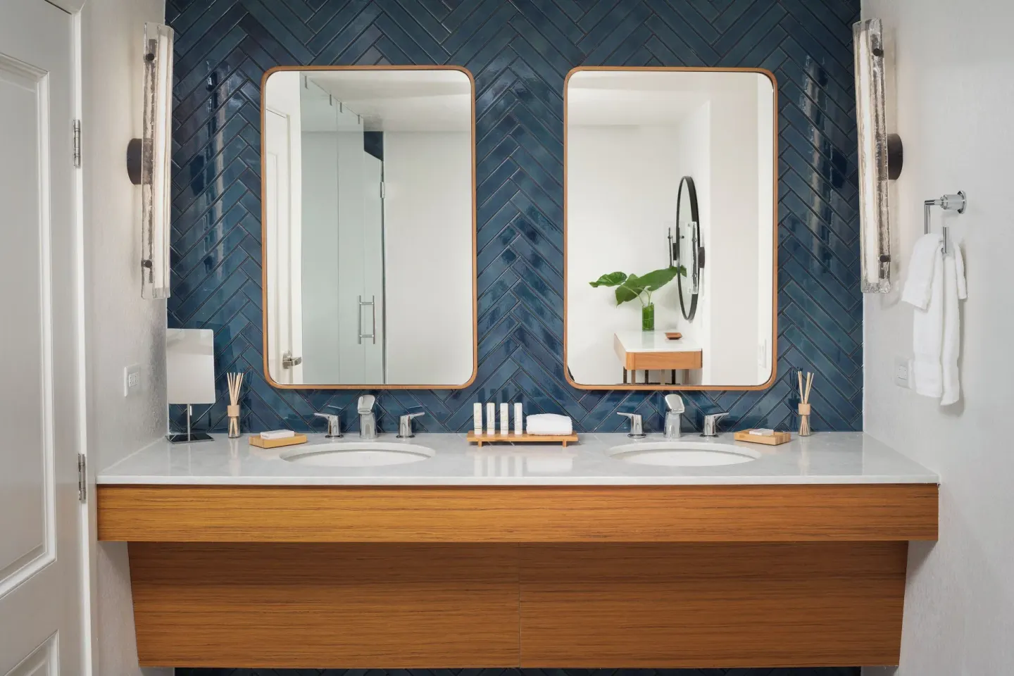 Double vanity bathroom at Sheraton Kauai Coconut Beach Resort.