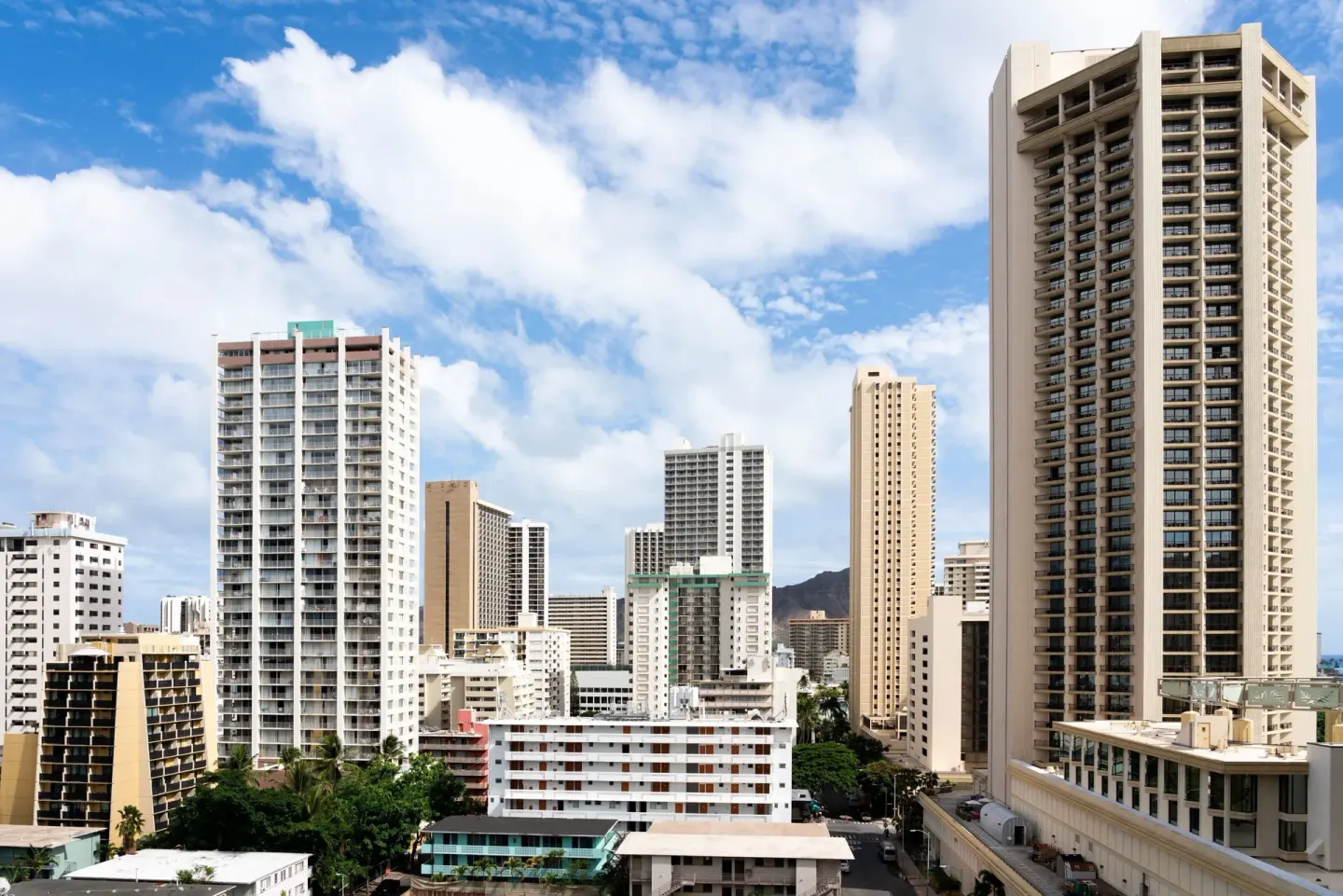 City skyline view from a Kaiulani room at Sheraton Princess Kaiulani.