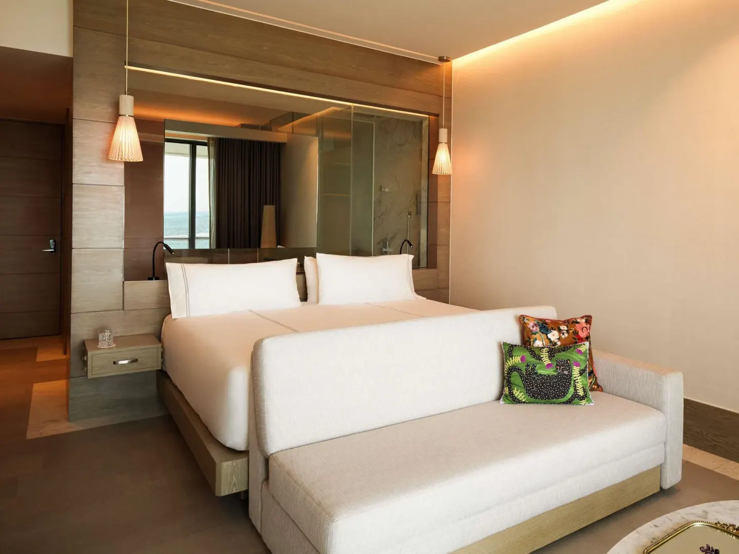 Delight Family Style two-bedroom king bed and sofa at SLS Playa Mujeres.
