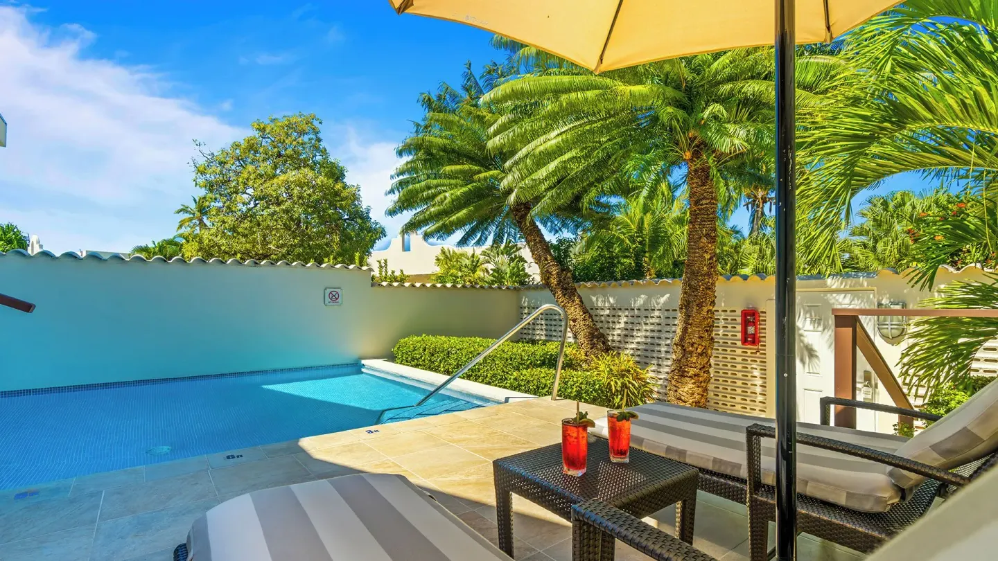Luxury Almond Pool Suite private pool terrace at Spice Island Beach Resort.