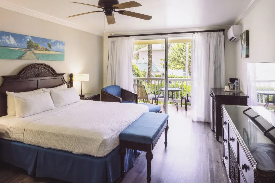 Club Room with king bed and balcony at St. James's Club Antigua.