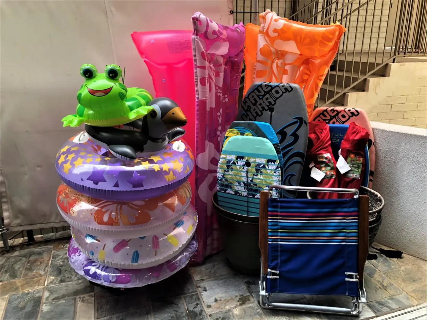 Beach floats, bodyboards, and chairs available for guests at Stay Hotel Waikiki.