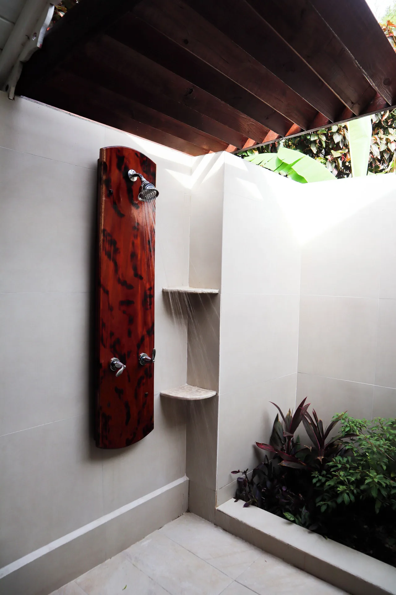Ocean View Villa outdoor shower at Stonefield Villa Resort.