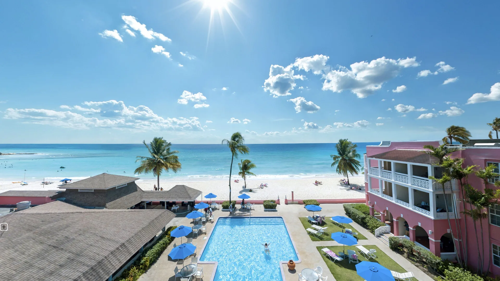 Southern Palms Beach Club Barbados resort with pink buildings and Dover Beach beachfront setting