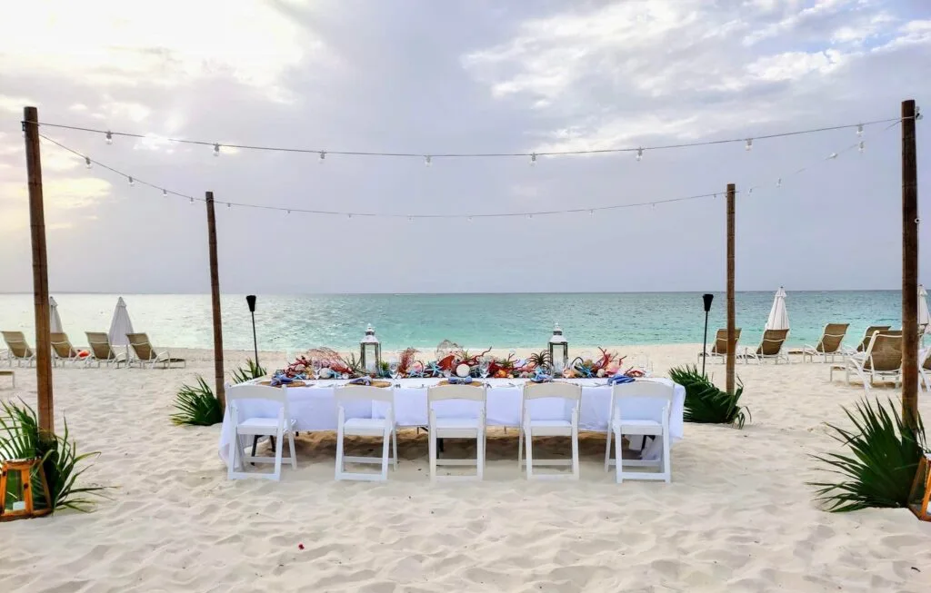 Blissful Bloody Bay Private Beach Venue at Sunset at the Palms Resort