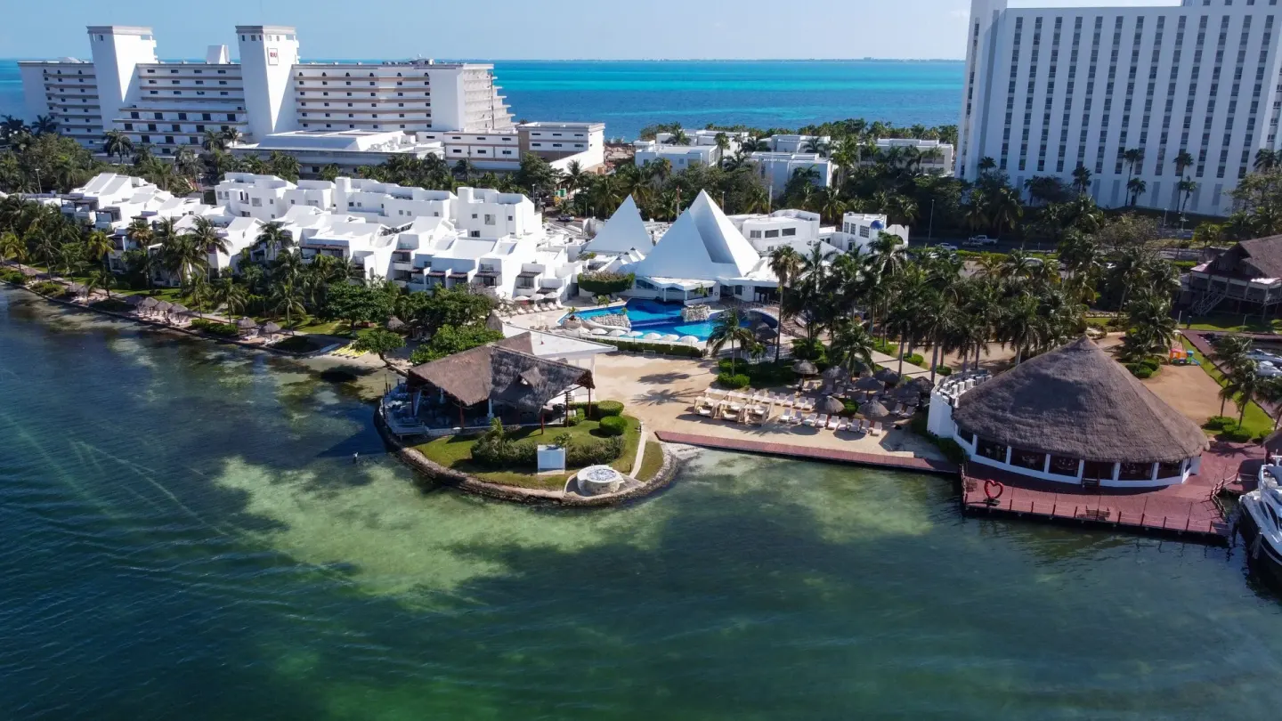 Aerial view of the waterfront grounds at Sunset Marina Resort & Yacht Club.