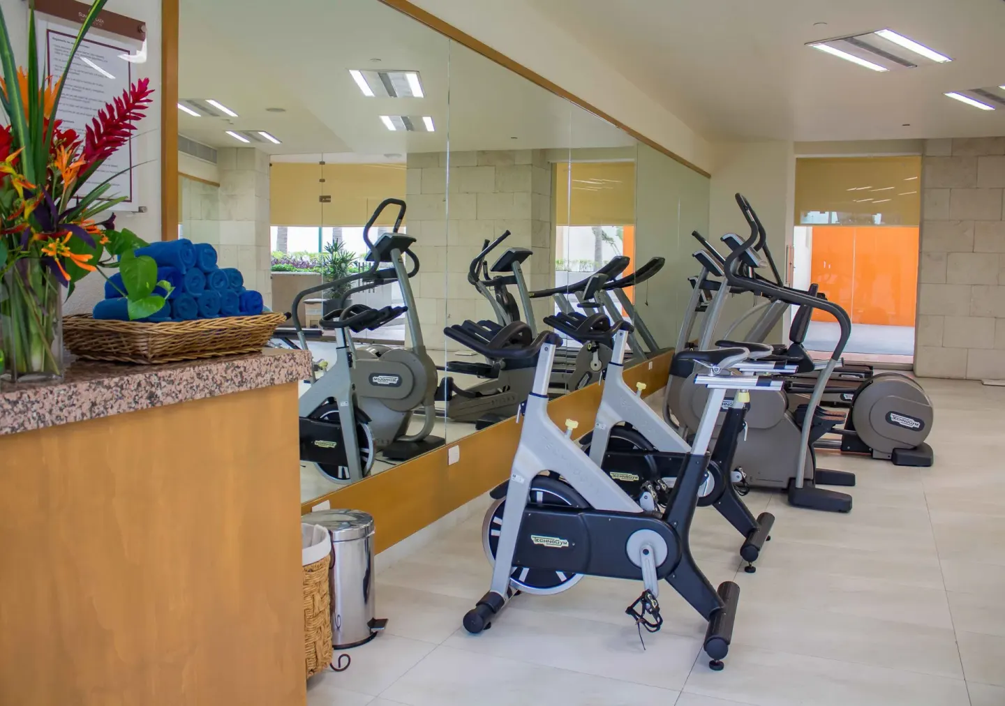 Fitness room with cardio machines at Sunset Plaza Beach Resort & Spa Pto Vallarta.