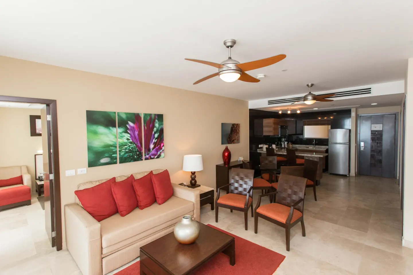 Suite living room and kitchenette at Sunset Plaza Beach Resort & Spa Pto Vallarta.