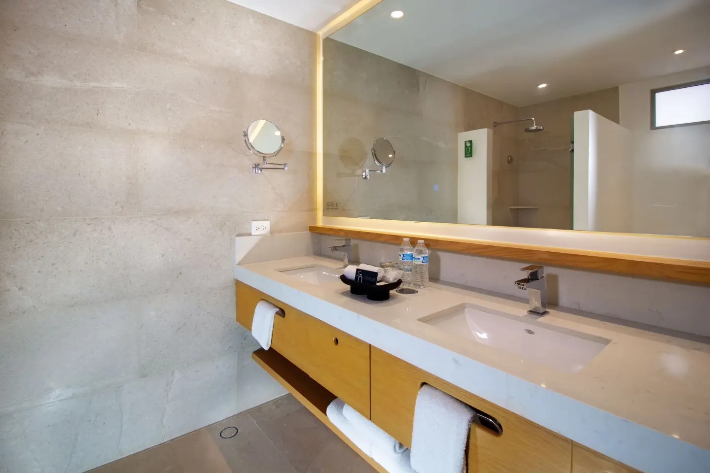 Deluxe Premium Ocean Front bathroom vanity at Sunset Plaza Beach Resort & Spa Pto Vallarta.