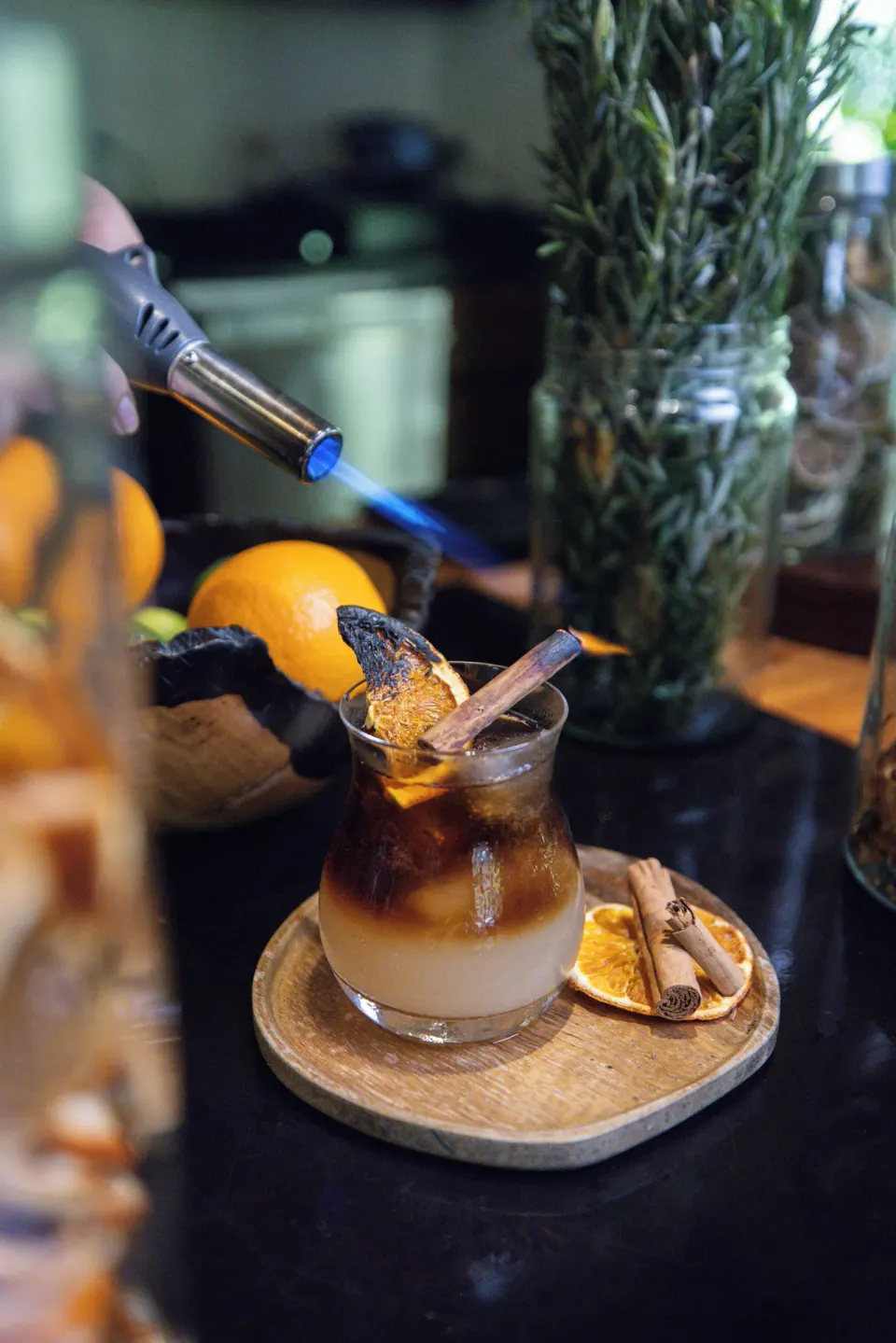 Cocktail being torched at Tabacón Thermal Resort & Spa bar
